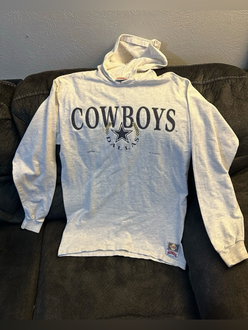 Vintage Dallas Cowboys 1994 Nutmeg Gray Hooded Long Sleeve T-Shirt NFL
